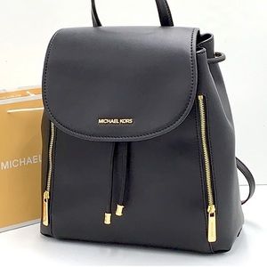 Michael Kors Phoebe 35F2G8PB2B Flap Drawstring Backpack 
Black 
NWT